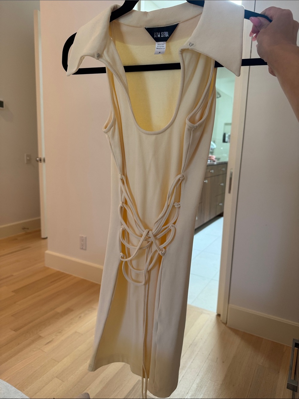 Kim Shui Cream Lace-Back Midi Dress